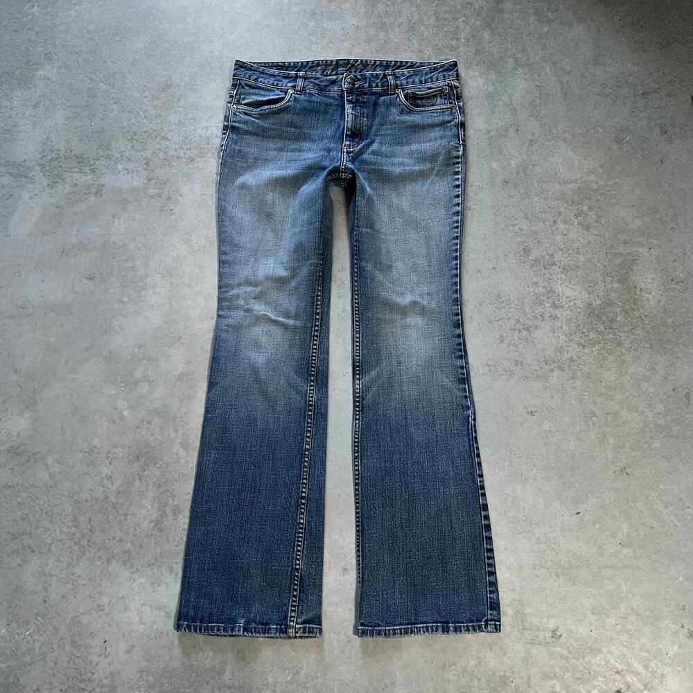 Harley Davidson Mid Rise Bootcut Women's Size 12L Jeans Flared Blue Denim